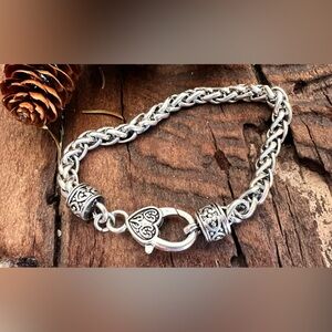 Brighton Fine Silver Plated Bracelet Chain Rope  Heart Lobster Tag 7.5”